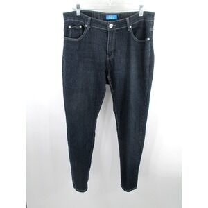 DKIN Skinny Jeans Women 16W Dark Blue Denim Embroidered Flap Pockets Stretch